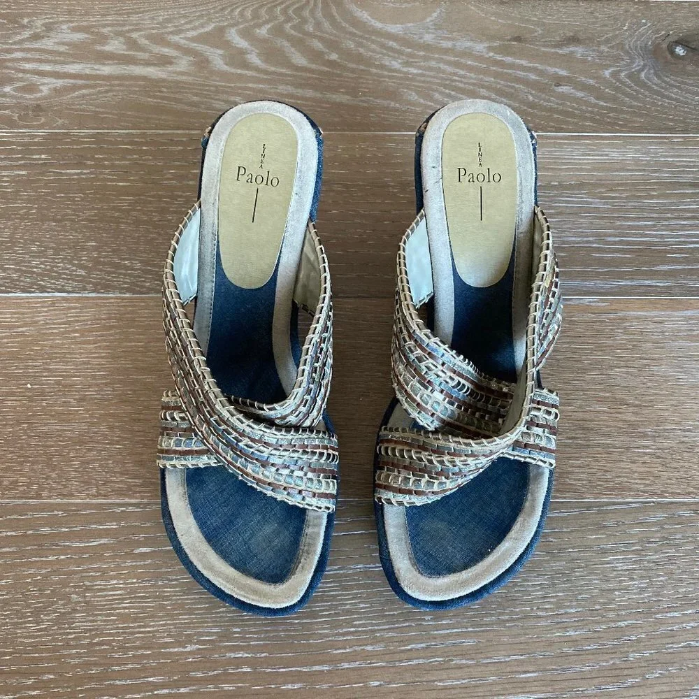 Linea Paolo Woven Wedge Denim Sandal | 9M